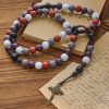 Morandi Style Multi-color Round Beads Rosary with Bronze Crucifix