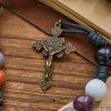 Morandi Style Multi-color Round Beads Rosary with Bronze Crucifix