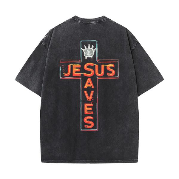 Christianartworkshop Jesus Saves Cross Graphic T-Shirt