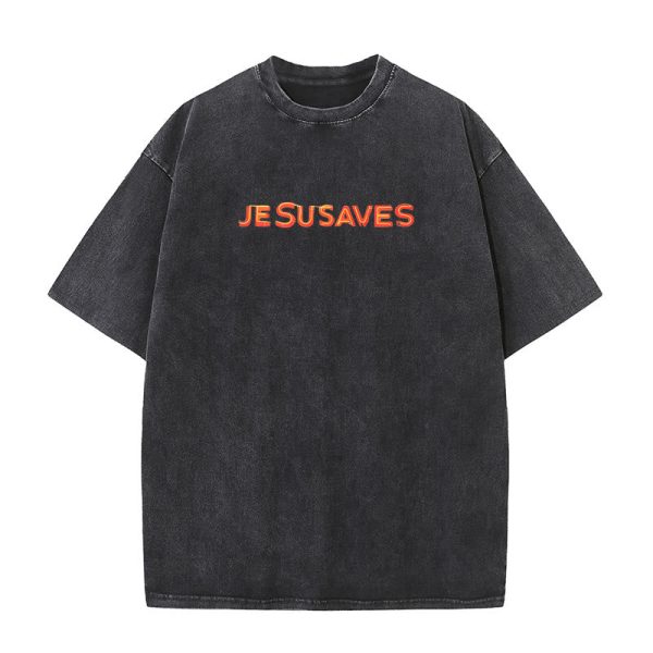 Christianartworkshop Jesus Saves Cross Graphic T-Shirt