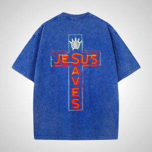 Jesus Saves Cross Graphic T-Shirt - Christian Artwork