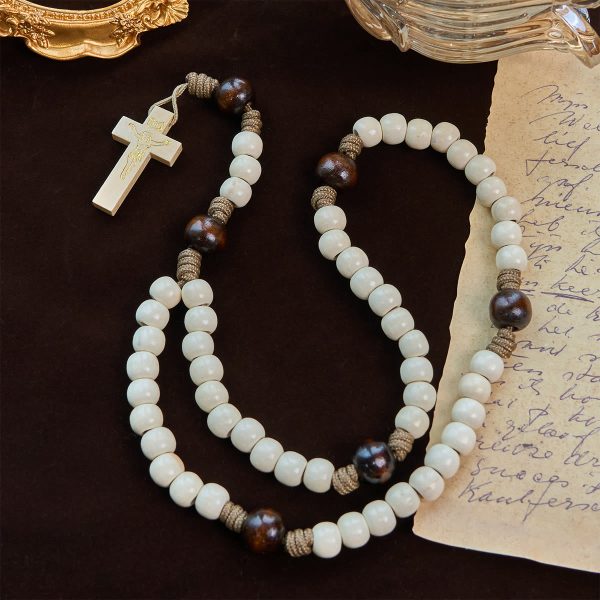 Minimalist Style Matte White Beads Rosary with INRI Crucifix: Wear Spiritual Beauty