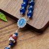 Christianartworkshop Sports Prayer Football Dark Blue Beads Rosary with Miraculous Medal & Crucifix: Unite Faith and Sport