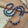 Christianartworkshop Sports Prayer Football Dark Blue Beads Rosary with Miraculous Medal & Crucifix: Unite Faith and Sport