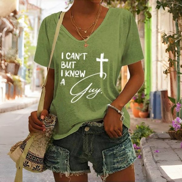 Christianartworkshop I Can't But I Know A Guy Print V-Neck T-shirt
