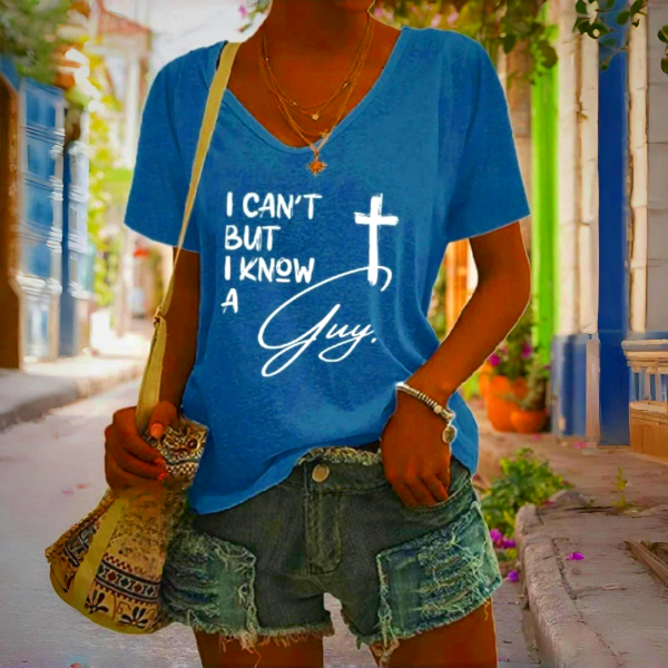 Christian Art I Can't But I Know A Guy V-Neck T-Shirt