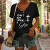 Christianartworkshop I Can't But I Know A Guy Print V-Neck T-shirt