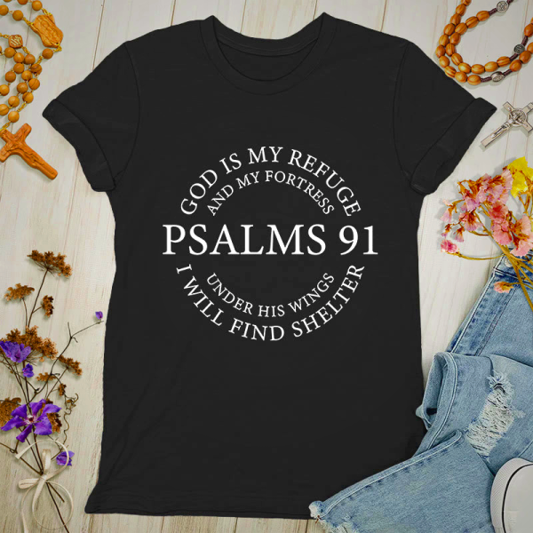 Psalms 91 Christian Women's Tee - Faith-Inspired Graphic Shirt