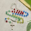 PRAYERFUL FAITH: 6mm Transparent Multicolor Rainbow Beads Rosary with Gift Card