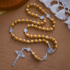 St. Benedict Pendant & INRI Crucifix of 8mm Brown Wooden Beads Hemp Cord Rosary