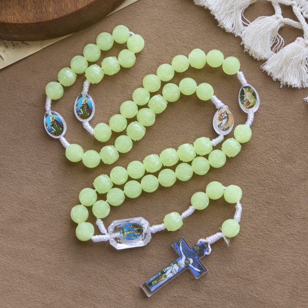 PRAYERFUL FAITH: Glow-in-the-Dark Green Beads Rosary with Gift Card