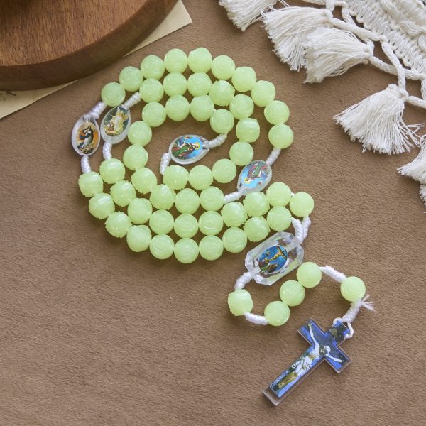 PRAYERFUL FAITH: Glow-in-the-Dark Green Beads Rosary with Gift Card