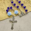 Floral Rose Beads and 8mm Multicolor Polyhedral Rosary with Virgin Mary Charm & Crucifix