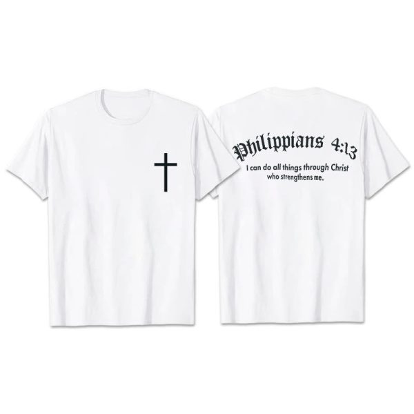 Christianartworkshop Philippians 4:13 "I Can Do All Things" Strength T-Shirt