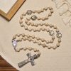Minimalist St. Therese & Miraculous Medal Rosary of Polished White Stone with Crucifix