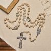 Minimalist St. Therese & Miraculous Medal Rosary of Polished White Stone with Crucifix