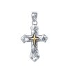 S925 Vintage Etched Cross Necklace with Spiritual Glyphs: Embrace the Spirit