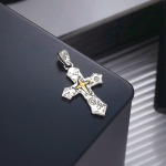 S925 Vintage Etched Cross Necklace with Spiritual Glyphs: Embrace the Spirit