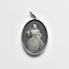 Antique Style Sterling Silver Antique Divine Mercy Jesus Oval Medal Necklace