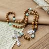 PRAYERFUL FAITH: Minimalist Mint and Brown Beads Rosary with Gift Card