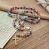 Christianartworkshop Gradient Multicolor Glass Bead & Brass Crucifix Rosary with Divine Mercy Medal