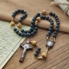 PRAYERFUL FAITH: Handmade Natural Durable Volcanic Stone Rosary with Gift Card