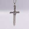 Christianartworkshop Vintage Sterling Silver Sword Cross Sacred Necklace with Medieval Etchings