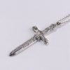 Christianartworkshop Vintage Sterling Silver Sword Cross Sacred Necklace with Medieval Etchings