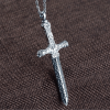 Christianartworkshop Vintage Sterling Silver Sword Cross Sacred Necklace with Medieval Etchings
