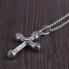 Christianartworkshop Thick Solid Sterling Silver Ornate Sword Cross Necklace with Gothic Scrolls