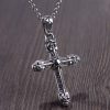 Christianartworkshop Thick Solid Sterling Silver Ornate Sword Cross Necklace with Gothic Scrolls