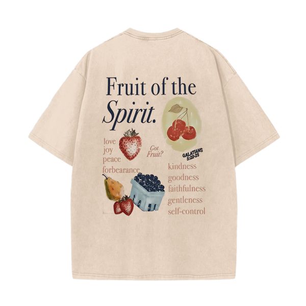 Christianartworkshop Fruit Of The Spirit Double Sided Unisex Washed T-shirt