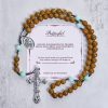PRAYERFUL FAITH: Minimalist Mint and Brown Beads Rosary with Gift Card