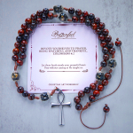 PRAYERFUL FAITH: Handmade Wooden Beads Rosary & Necklace 2-in-1 with Gift Card