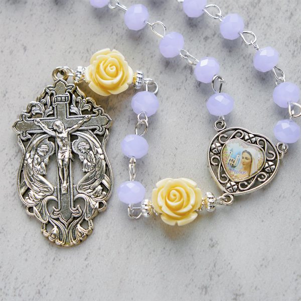 PRAYERFUL FAITH: Elegant Rose Beads Rosary with Gift Card