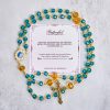 Jesus Is The Gift: Handmade Peacock Blue Crystal Beads Rosary with Gift Card