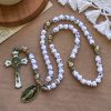 PRAYERFUL FAITH: Rebel Style White Skull Beads Rosary with Gift Card