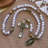 PRAYERFUL FAITH: Rebel Style White Skull Beads Rosary with Gift Card