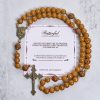 Jesus Is The Gift: 10mm Olive Wood Bead Handmade Rosary with Gift Card