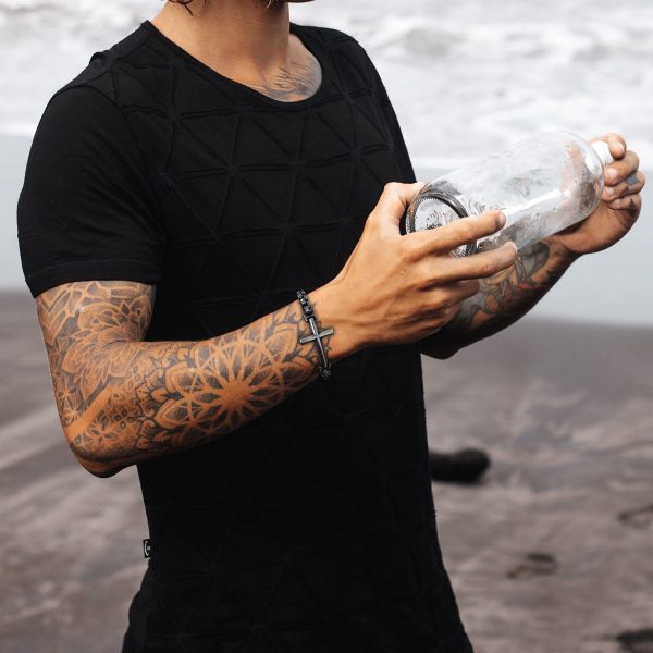 Christianartworkshop Multicolor Minimalist Cross Bracelet with Sleek Lines and Faithful Soul