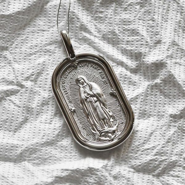 925 Sterling Silver Elegant Our Lady of Guadalupe Pendant Necklace