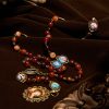 Madonna Medal & Saint Symbols of Dreamy Brown Agate Beads Rosary