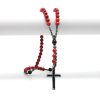 Natural Red Turquoise & Black Agate Rosary with Cross: For Faithful Prayer