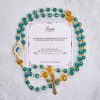 Jesus Is The Gift: Handmade Peacock Blue Crystal Beads Rosary with Gift Card