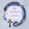 PRAYERFUL FAITH: Round Blue Stone Nylon Cord Rosary with Gift Card