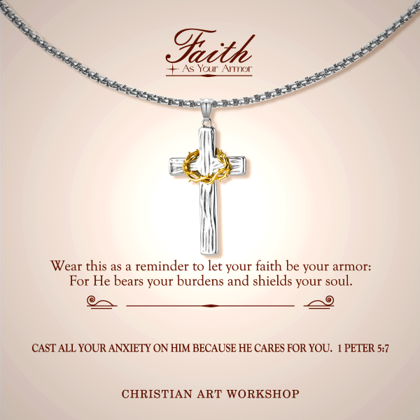 FAITH AS YOUR ARMOR: Jesus Crown Of Thorns Cross Sacred Necklace