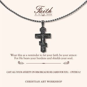 Christianartworkshop FAITH AS YOUR ARMOR: Orthodox Jesus Crucifix Necklace