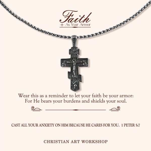 Christianartworkshop FAITH AS YOUR ARMOR: Orthodox Jesus Crucifix Necklace