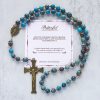 Jesus Is The Gift: Blue Pattern Beads Handmade Rosary of Authentic Larimar Stone