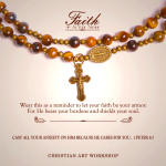 PRAYERFUL FAITH: Handmade Tiger's Eye Stone Elastic Rosary Bracelet